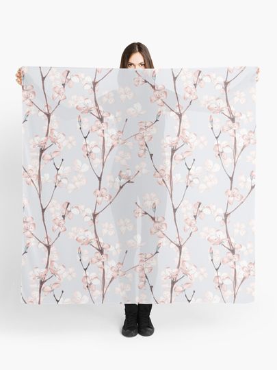 Discover Blossom. Watercolor seamless floral pattern | Scarf