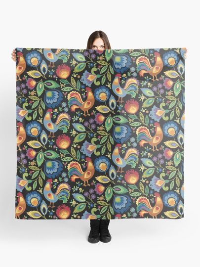 Discover Polish Folk Roosters | Scarf