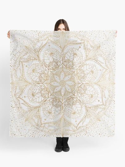 Discover Trendy Gold Floral Mandala Marble Design | Scarf