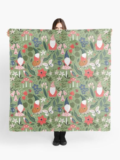 Discover Whimsical garden gnome riding snail | Scarf