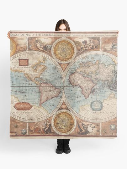 Discover Vintage World Map  | Scarf