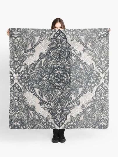 Discover Charcoal Lace Pencil Doodle | Scarf