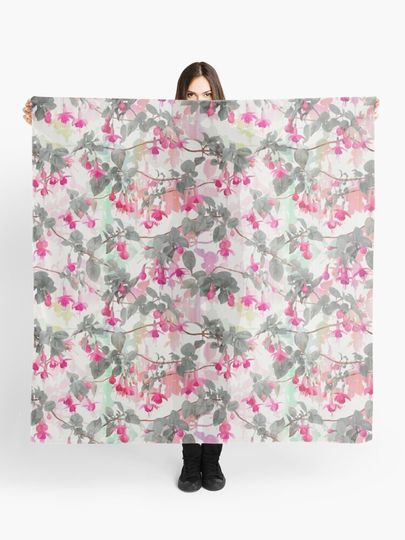 Discover Rainbow Fuchsia Floral Pattern - with grey | Scarf