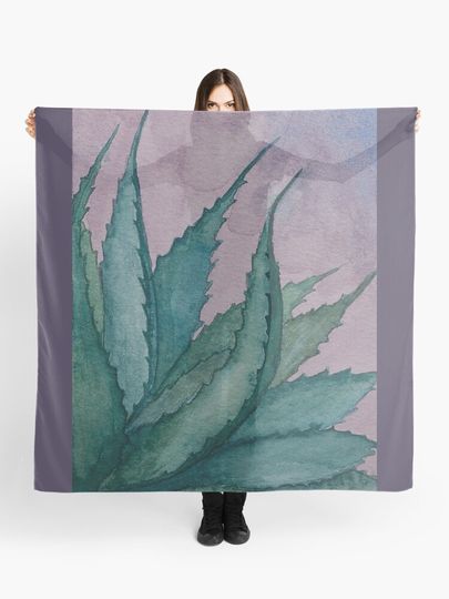 Discover Agave plant watercolor painting | Scarf