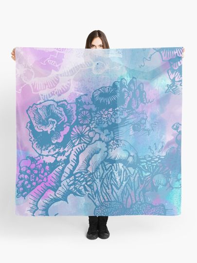 Discover Coral Garden Watercolour Purple | Scarf