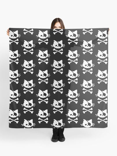 Discover Cute Pirate Cat | Skull and Crossbone | Scarf