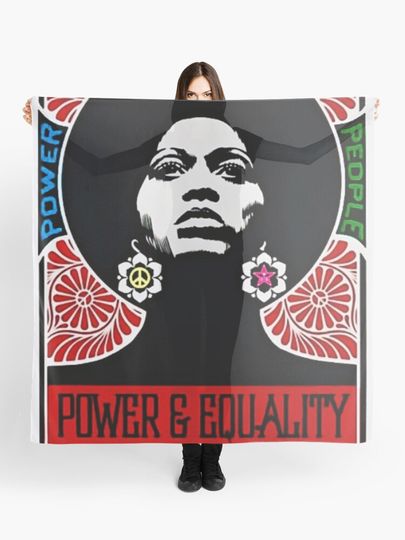 Discover Rainbow Motif - Angela Davis - Power & Equality - Power to the People Vintage Poster | Scarf