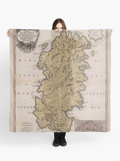 Discover Vintage Map of Sardinia Italy (1734) | Scarf