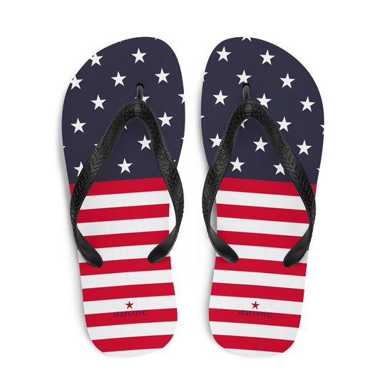 Discover American Flag Flip Flops, Patriotic USA Red White Blue Stars Stripes Thong Sandals