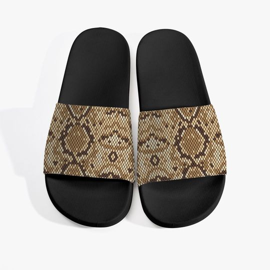 Discover Snakeskin Print Slides Sandals, Animal Men Women Designer Shoe Flat Wedge Slippers