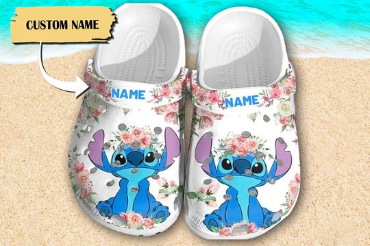 Discover Custom Blue Dog With Flowers Clog, Blue Dog Clogs, Series Movie Shoes