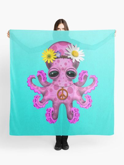 Discover Cute Pink Baby Octopus Hippie | Scarf