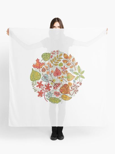 Discover Circle composition with Autumn leaves,branches,berries | Scarf