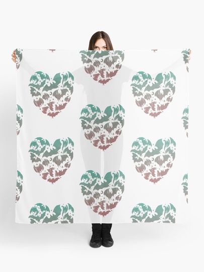 Discover Bat Heart; blue/pink ombre | Scarf