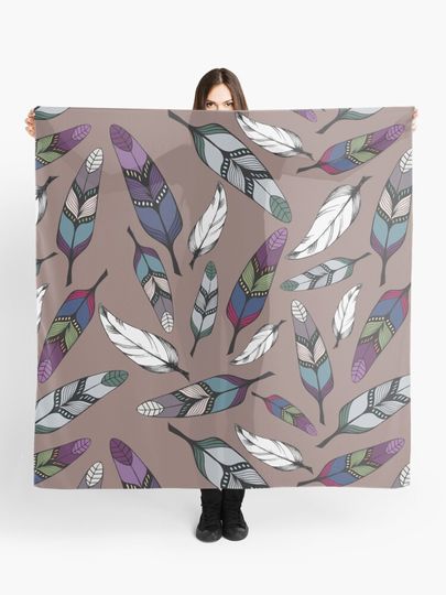 Discover Colorful tribal feathers print. Vector illustration | Scarf
