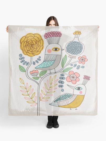 Discover Folk Birds and Flowers | Scarf