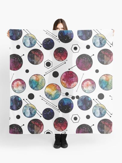 Discover Watercolor Colorful Galaxy in Circles | Scarf