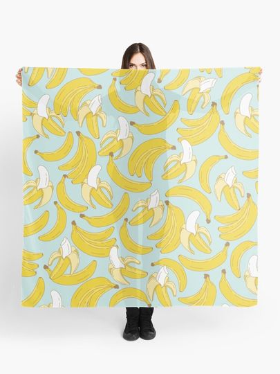 Discover Banana pattern on turquoise background | Scarf