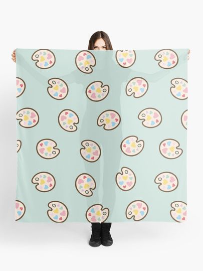 Discover Heart Paint Palette Pattern on Mint | Scarf