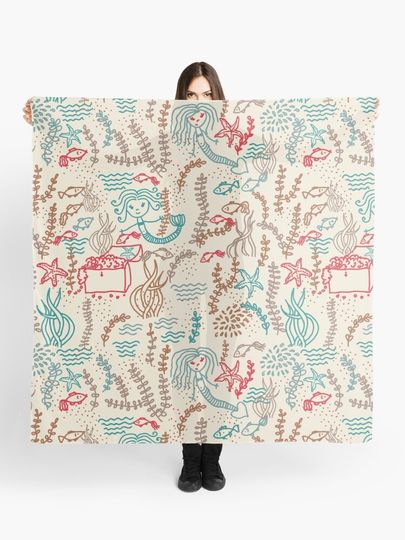 Discover Cute mermaids pattern | Scarf