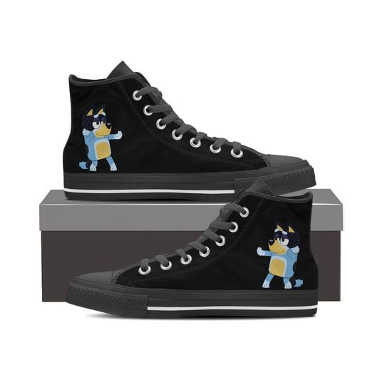 Discover Dancing Blue Heeler Dad Shoes Black Canvas High Top Sneakers