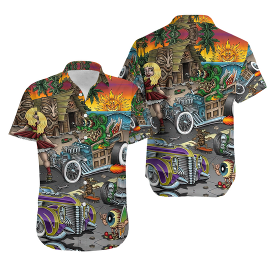 Discover Rat fink and the Hot Rod story Hawaiian Shirt