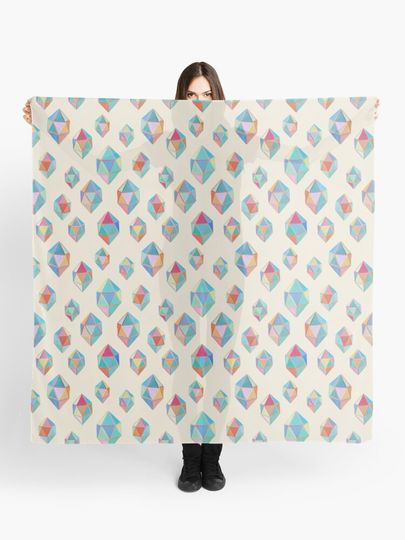Discover Floating Gems - a pattern of painted polygonal shapes | Scarf