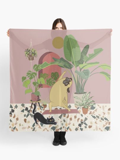 Discover Pug Yoga with Plants | Scarf
