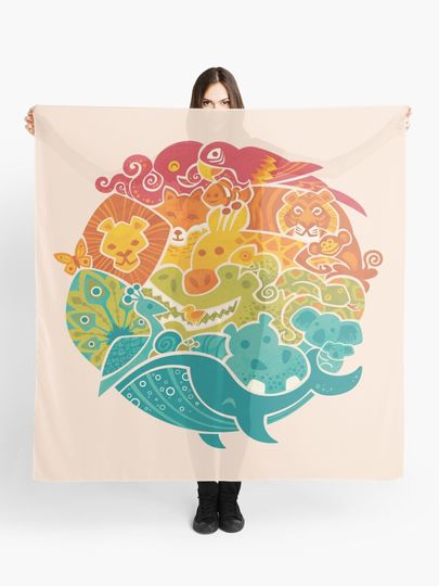 Discover Animal Rainbow - cream | Scarf