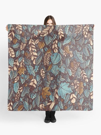 Discover Leaves color blue | Scarf