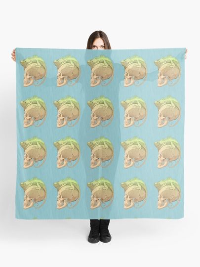 Discover colorful illustration with iguana and skull | Scarf