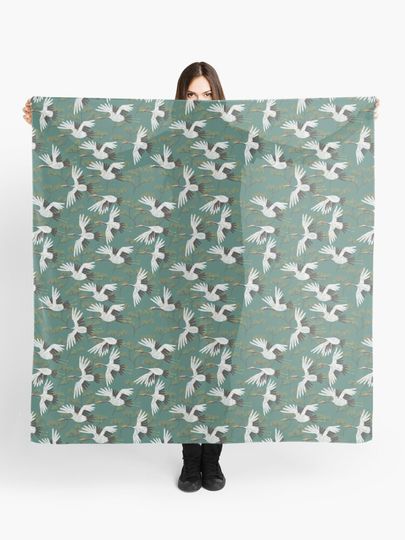 Discover Japanese Crane Pattern | Scarf