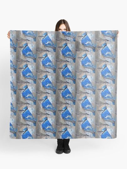 Discover Blue Jay Painting of Bird Home Decor Blue Bird Wall Art | Scarf
