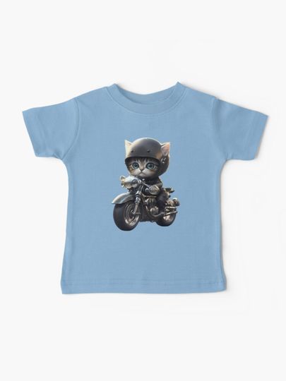 Discover The coolest tabby cat on her motorbike | Baby T-Shirt