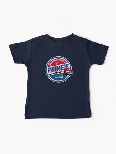 Discover Prime&apos;s Autoshop - Vintage Distressed Style - Garage  | Baby T-Shirt