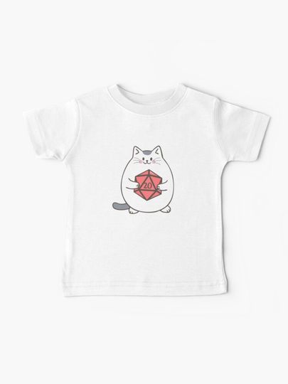 Discover Fat Cat with Polyhedral D20 Dice | Baby T-Shirt
