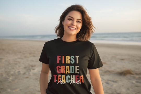 Discover Personalized First Grade Teacher T-shirt, Custom Name T-shirt