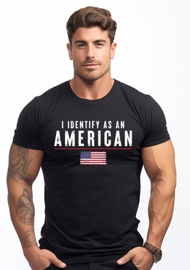 Discover I Identify As An American T-shirt USA Patriotic T-shirt Gifts For Dad American Flag Shirt