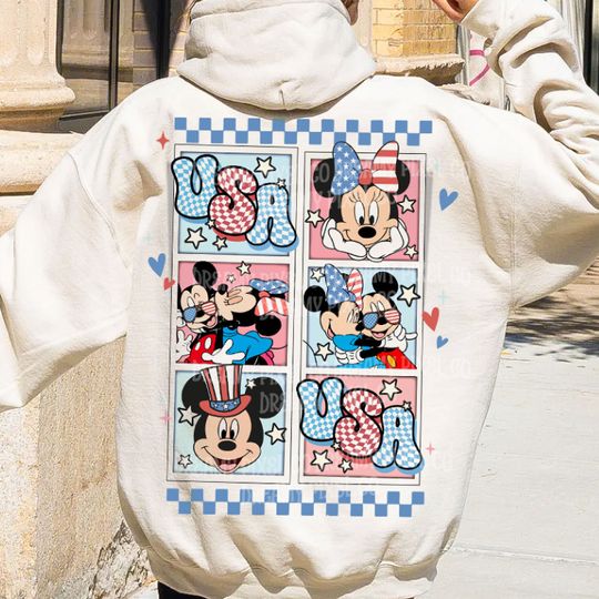 Discover Mouse and friends 4th of July Hoodie, Fourth of July Hoodie, American Flag