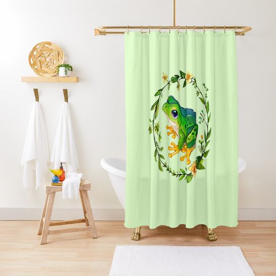 Discover Floral Frog Toad Shower Curtain