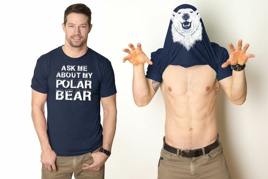 Discover Polar Bear Shirt, Flip Shirt Men, Polar Bear Face Tee, Funny Surprise Shirt