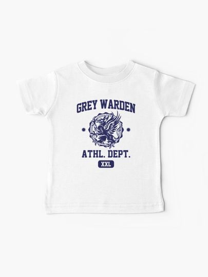 Discover Grey Warden Athletic Department | Dragon Age Gym Shirt Style | Navy Print | Baby T-Shirt