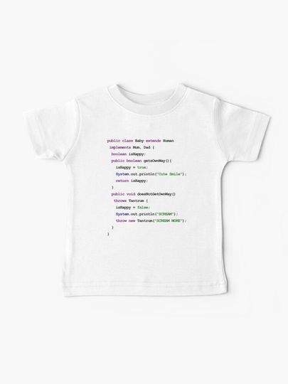 Discover Java Code New Baby - Throws Tantrum | Baby T-Shirt
