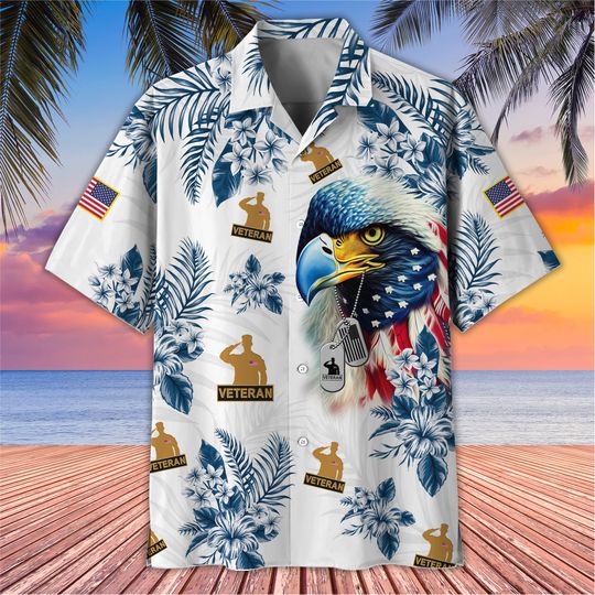 Discover Veteran Beach Tropical Hawaii Shirt, Soldier Patriotic Aloha Shirt