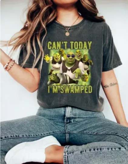 Discover Can't Today I'm Swamped Shirt, Shrek Funny  T Shirt