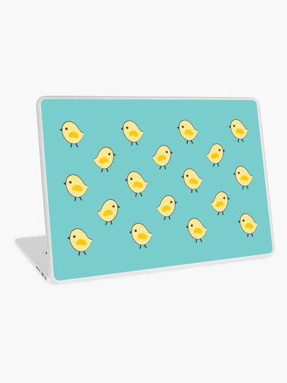 Discover Busy Chicks - Yellow on Aqua Blue | Laptop Skin