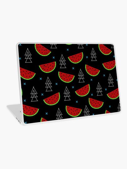 Discover Tropical mosaic watermelon design on black background | Laptop Skin