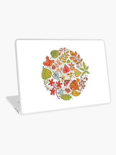 Discover Circle composition with Autumn leaves,branches,berries | Laptop Skin