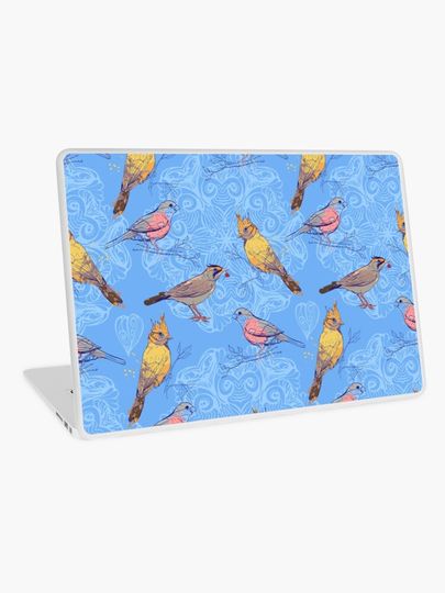 Discover pattern with birds and mandala background | Laptop Skin