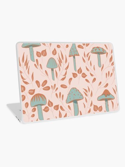 Discover Leaves and Mushrooms Print | Laptop Skin